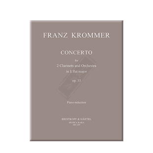 克罗默 降E大调协奏曲Op35 两支单簧管和钢琴 大熊乐谱书 Franz Krommer Concerto in Eb 2 Clarinets and Piano MR1249