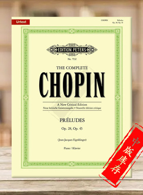 肖邦 前奏曲 op28/45 钢琴独奏 彼得斯原版进口乐谱书 Chopin Preludes for Piano EP7532