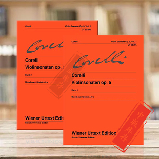 Sonatas 小提琴奏鸣曲集op5 乐谱书 科雷利 for basso 全套共一至二卷 and 小提琴和低音通奏 continuo 维也纳净版 violin Corelli
