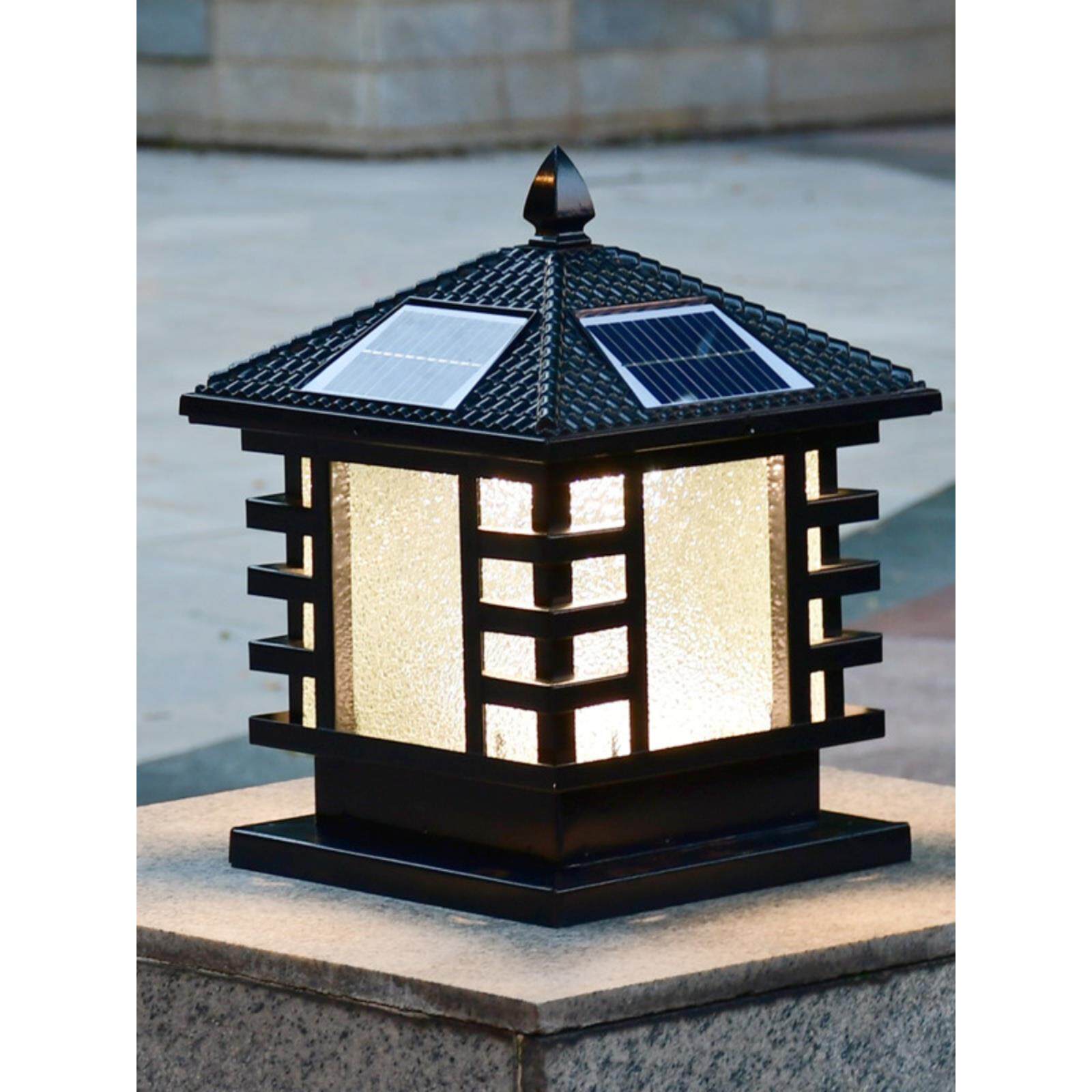 柱头灯太阳能别墅小区学校工厂大门灯家用户外围栏灯不锈钢围墙灯