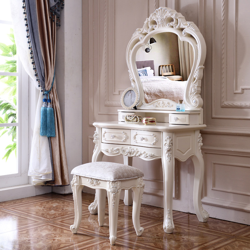 欧式梳妆台卧室公主小户型现代简约化妆台桌网红化妆桌收纳柜一体