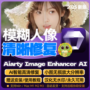 AI人像图片无损放大模糊变清晰修复分辨率 Enhancer Aiarty Image