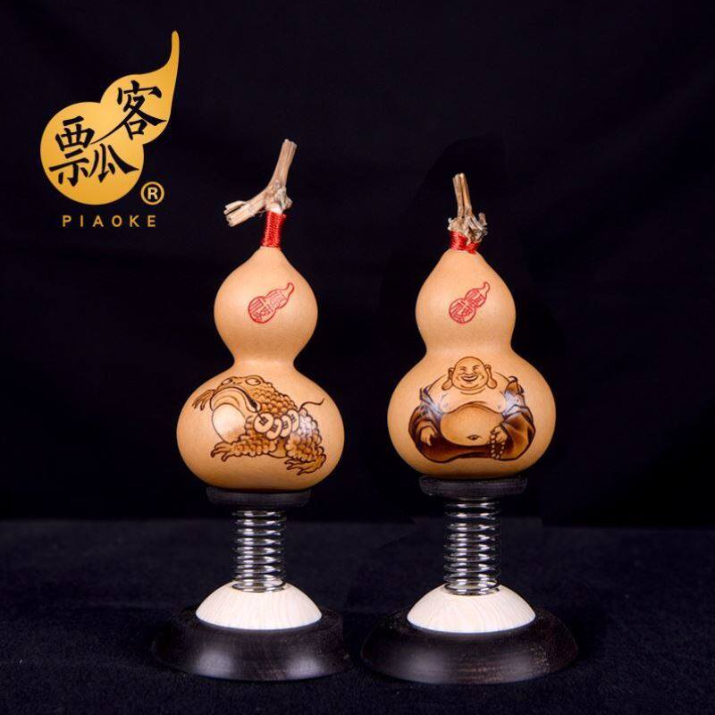 瓢客精美汽车摆件天然手捻文玩小葫芦烙画摆件精品非遗工艺礼品