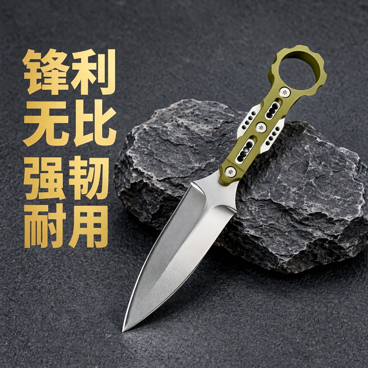 野外生存刀龙骨一体刀碳纤维K鞘