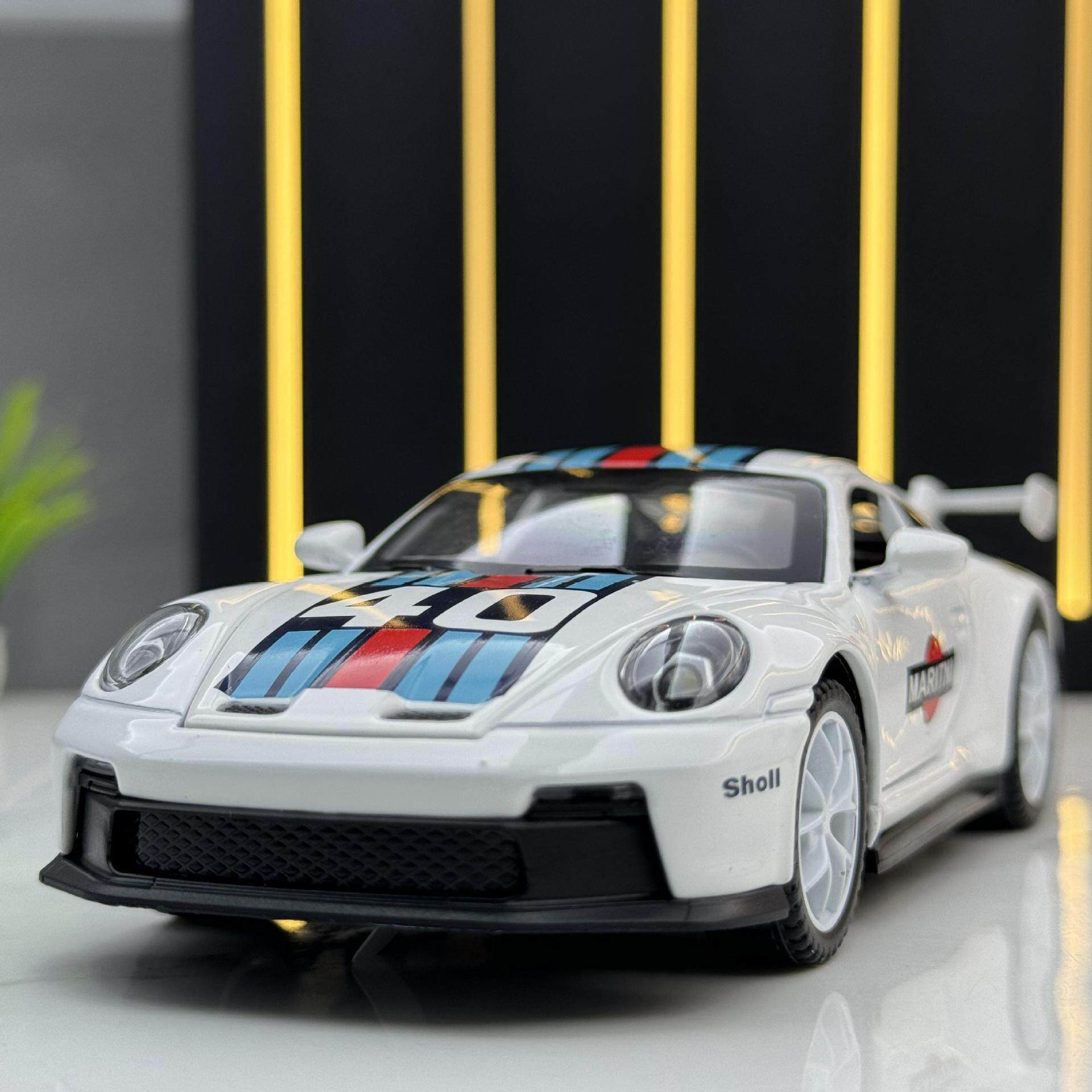 【OK573】众源兴合金车模1:32保时911GT3跑车马天尼回力玩具车音