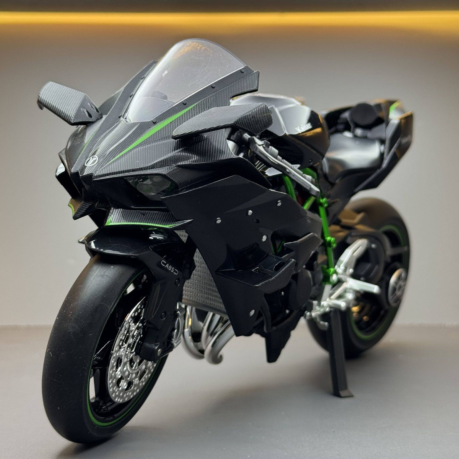 【DZ696】嘉业合金车模1:9川崎H2R摩托车带声光惯性玩具车音效模