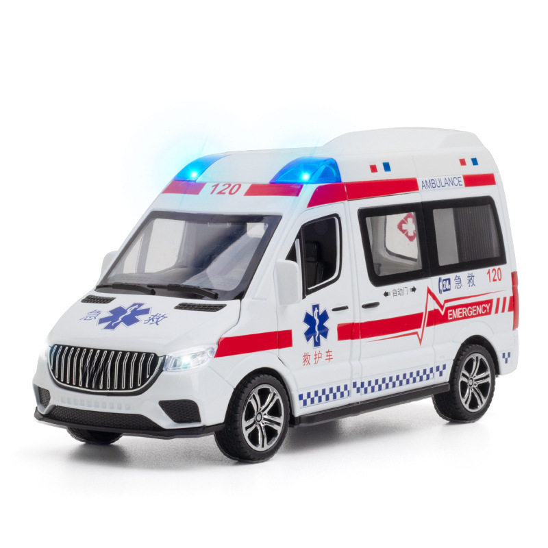 【OK573】(泡沫盒)仿真1比24大奔救护警车合金汽车模型玩具摆件