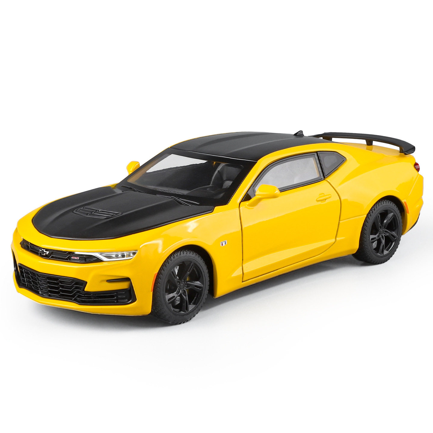 【HX323】权1:24雪佛兰科迈罗合金跑车模型回力声光大黄蜂原型车