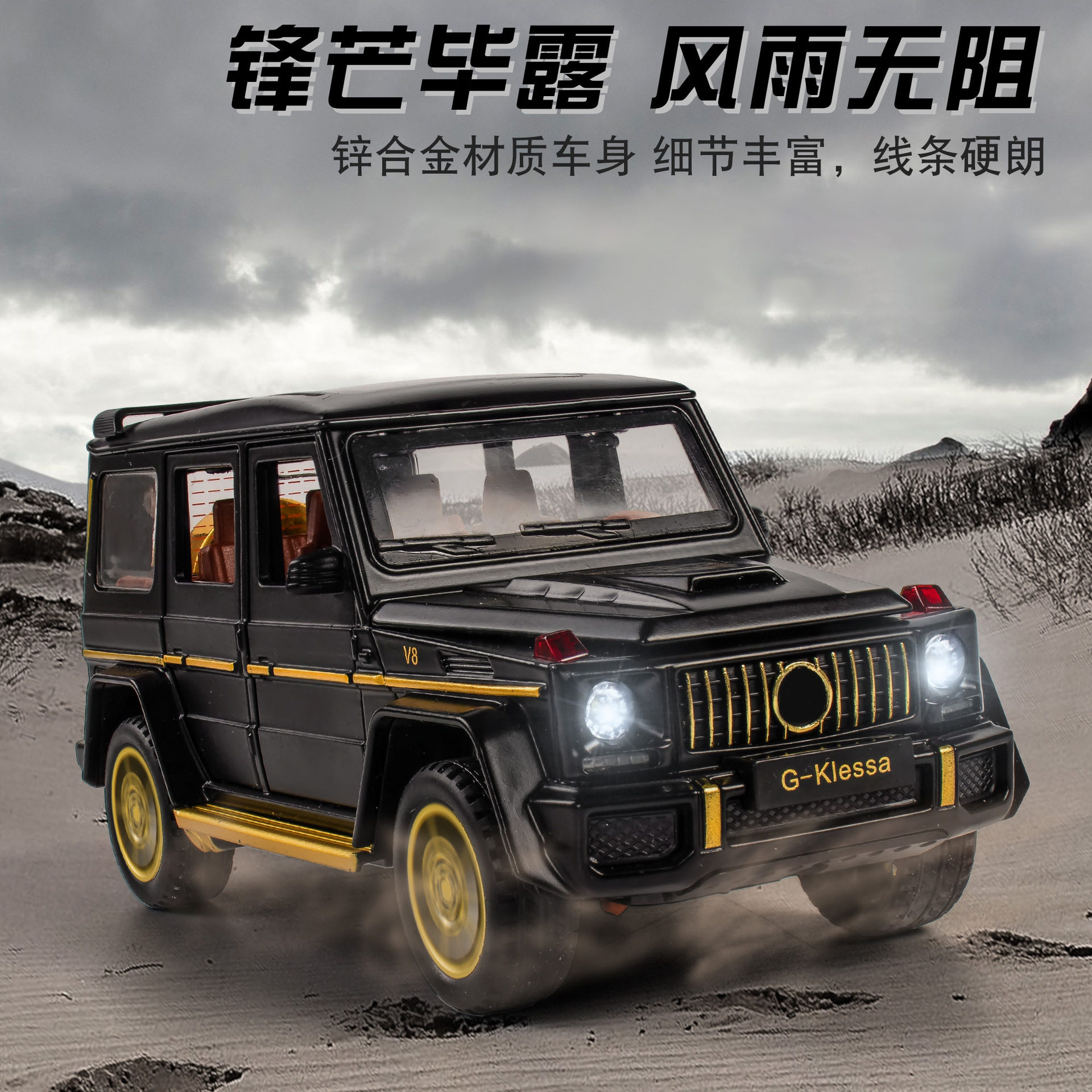 【HX323】63合金车模型越野车仿真儿童玩具比例车摆设品temu 供货