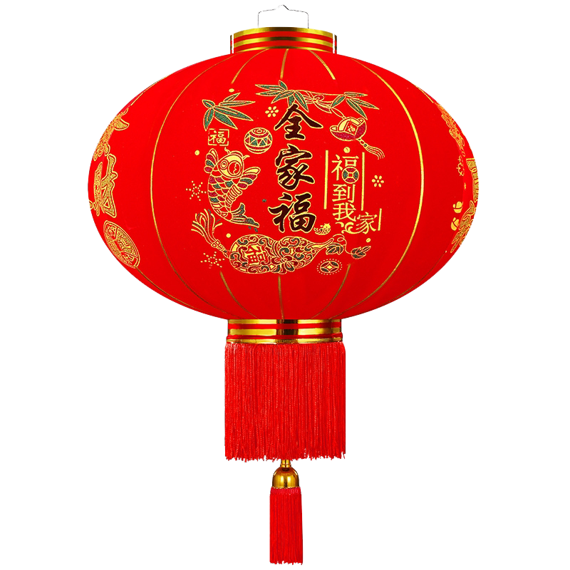 大红植绒灯笼元旦春节新年节日大门口阳台一对装挂饰户外防水灯笼