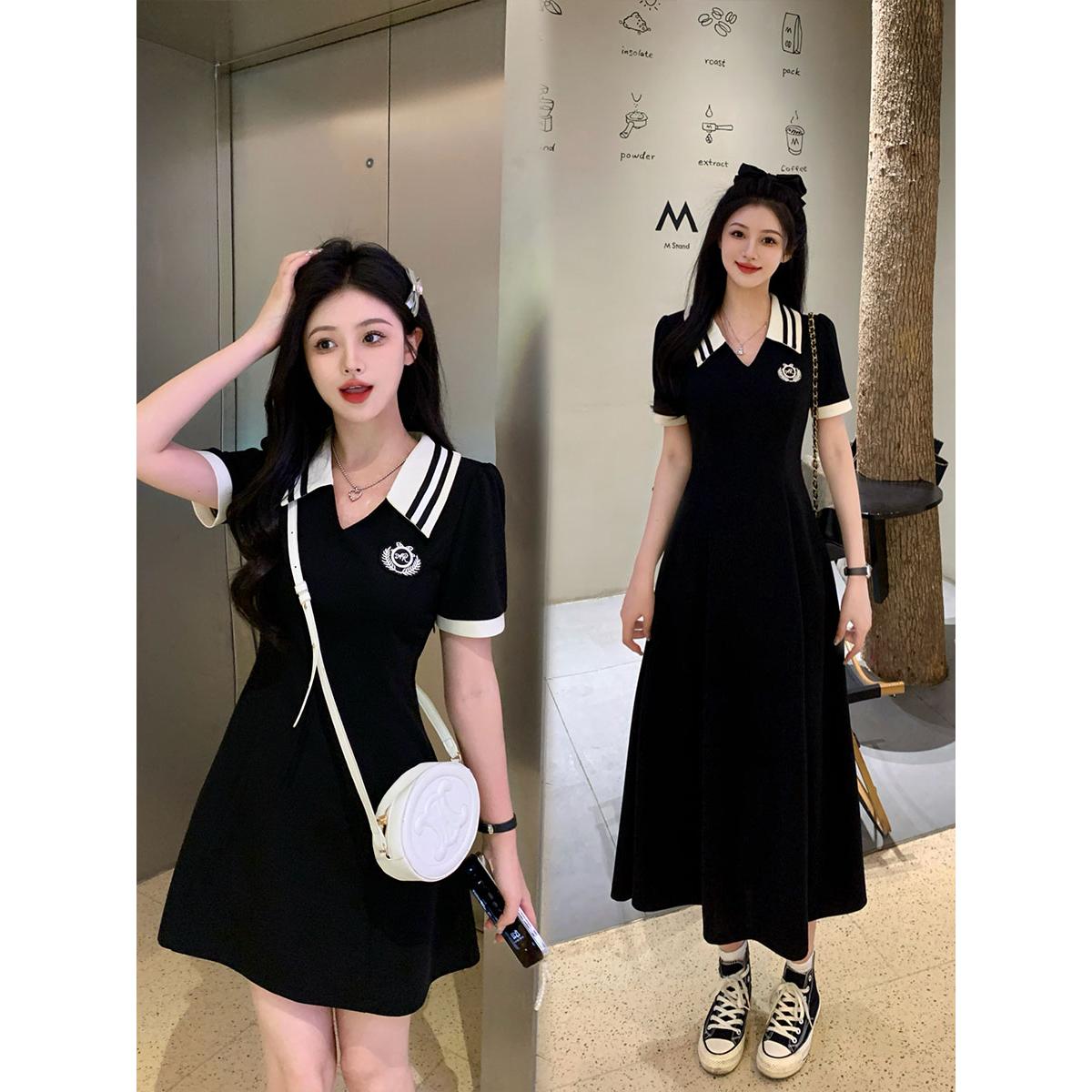 实拍大码女装夏季显瘦连衣裙女胖MM藏肉显瘦学院风长短款闺蜜裙