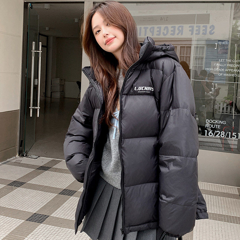 鹿芊时羽绒服女短款连帽2025年新款冬季情侣男加厚宽松面 面包服