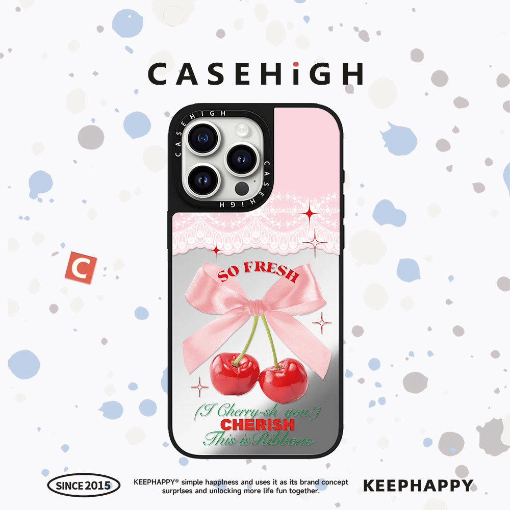 【C家】联名粉红布艺樱桃鞋子适用苹果17/16promax手机壳iphone17pro镜面MagSafe磁吸15/14p