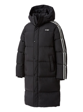 韩国直邮NERDY经典双杠连帽长款羽绒服爆款