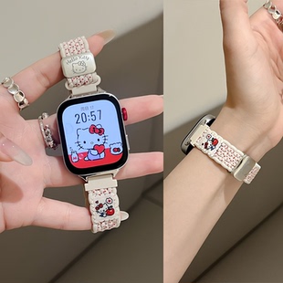 适用华为Fit3手表FIT4细款 8pro腕带 kt猫编织磁吸扣表带小米9Pro