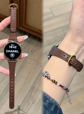 适用华为GT5表带Gt6手表小羊皮马蹄扣真皮Gt3Gt2WatchFit4Pro秋冬