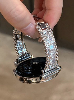 适用华为gt5表带gt6手表满钻花环金属手镯款watch3proFit4高级感