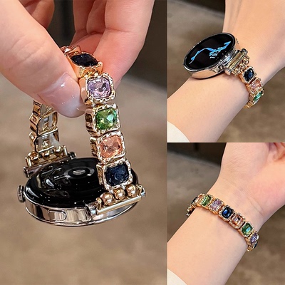 GT5方块玻璃钻金属弹力绳手表带