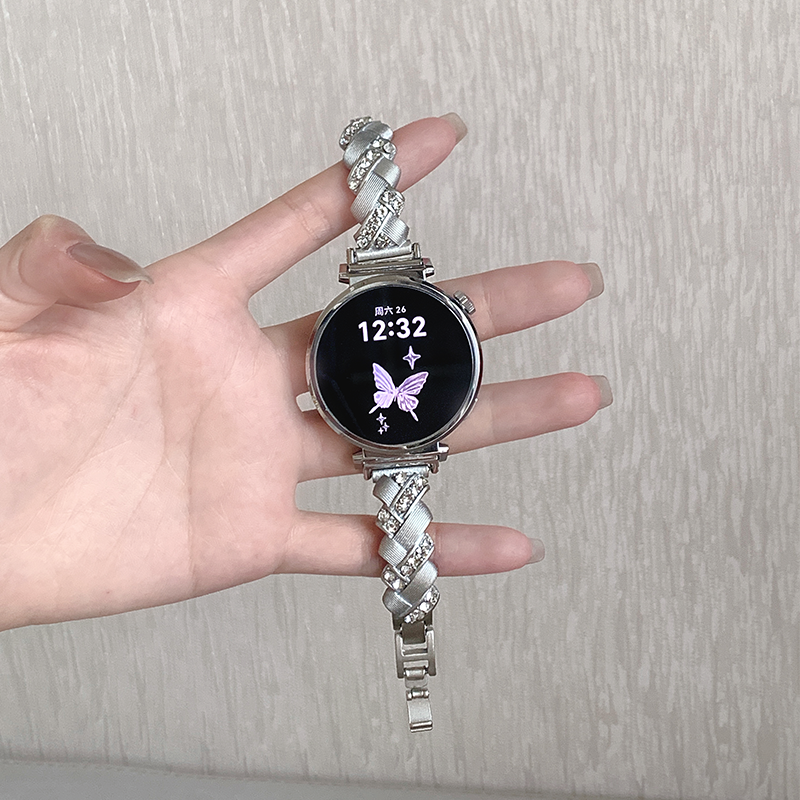 适用华为gt5手表带麦穗金属镶钻手镯款watch4GT3GT5profit3女款