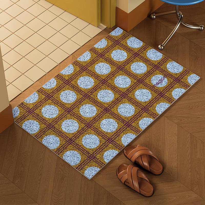 复古波点入户门口丝圈地垫脚垫