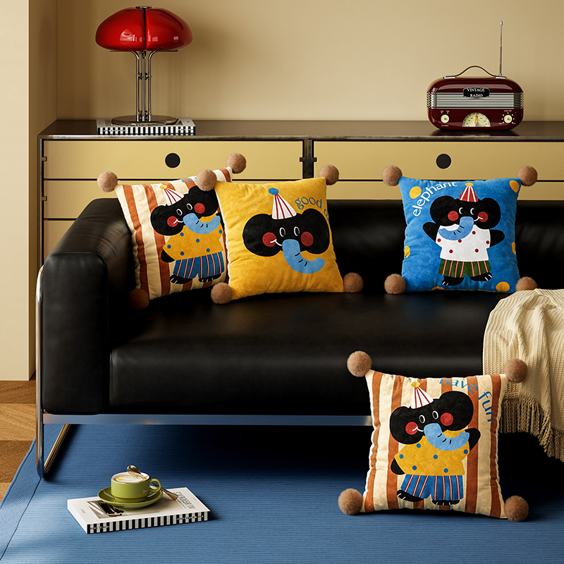萌象游园会卡通风抱枕客厅沙发抱枕套靠枕床头靠垫长条靠背不含芯