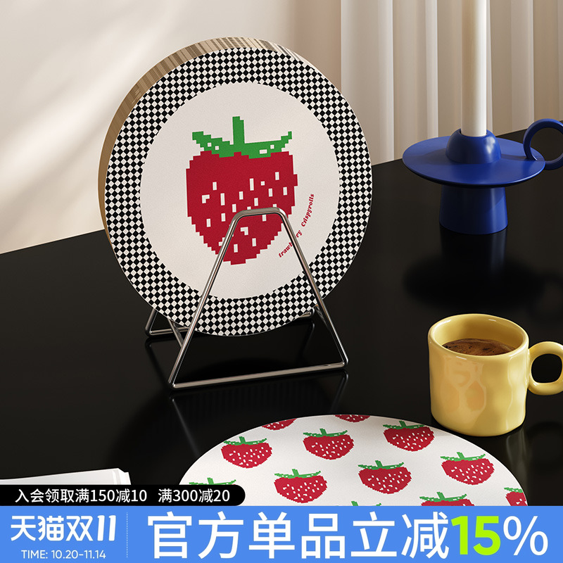 少女像素风吸水隔热杯垫碗垫