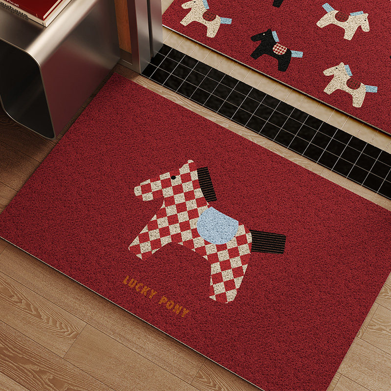 马来有福丝圈入户门地垫进门红色新年氛围感可裁剪加厚防滑脚垫子,居家布艺,入户地垫,淘宝优惠券,粉丝福利购,淘宝优惠卷