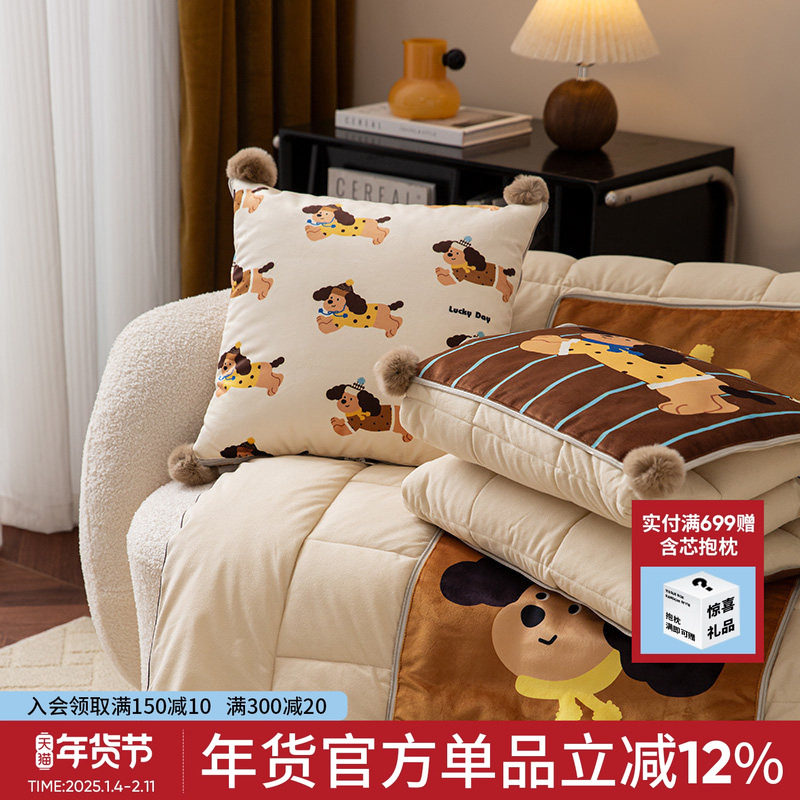 ins风卡通家用客厅沙发抱枕抱枕被二合一加厚办公室车载枕头毯子,居家布艺,抱枕被,淘宝优惠券,粉丝福利购,淘宝优惠卷