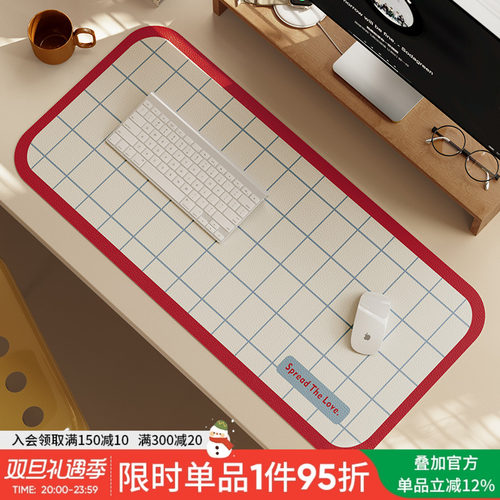 信笺集2025新款原创中古办公室可定制长条鼠标大桌垫皮革保护桌垫