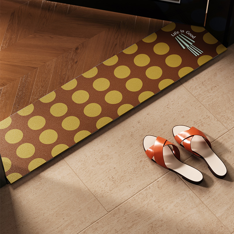 波卡幻境中古风咖色卫生间沥水地垫可定制长条极窄门槛石脚垫吸水