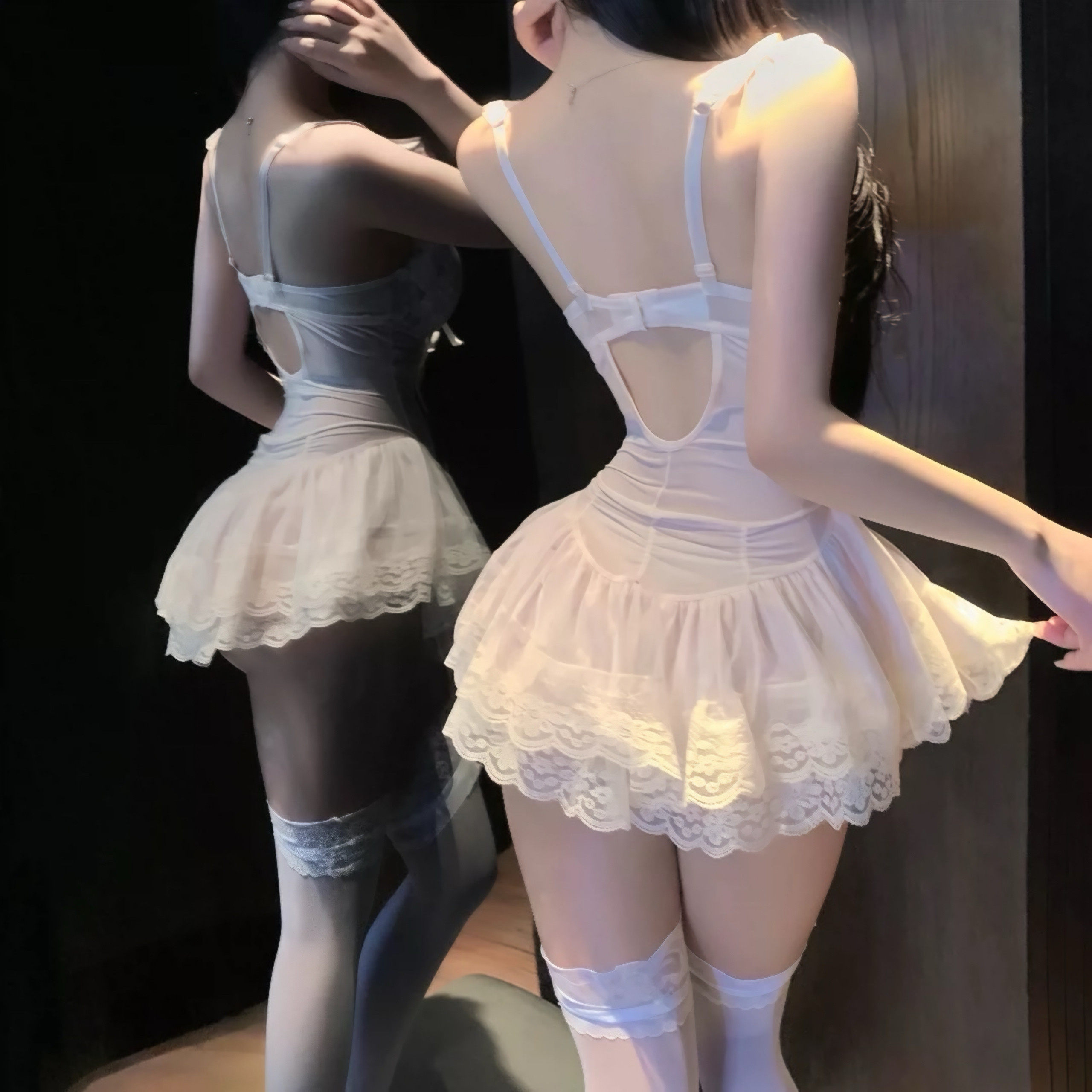 大码200斤小碎花甜美鱼骨吊带裙性感睡衣带胸垫聚拢q趣内衣qqny