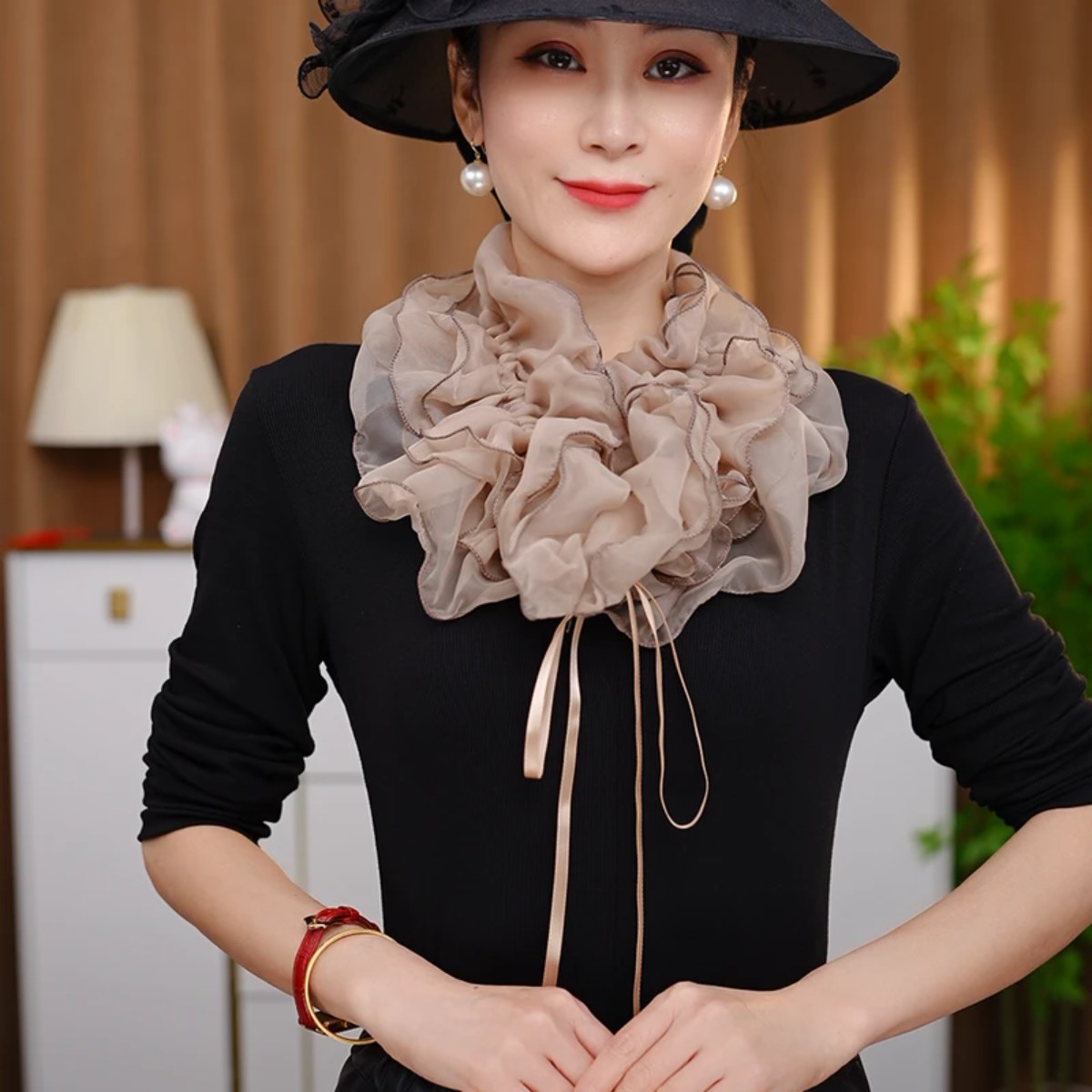 萍萍的丝巾故事网纱蝴蝶结假领子百搭舞蹈日常女士丝巾围巾配饰