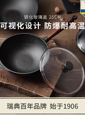 Skeppshult斯肯特 钢化玻璃25cm锅盖0120GL 适配0250V和0062煎锅