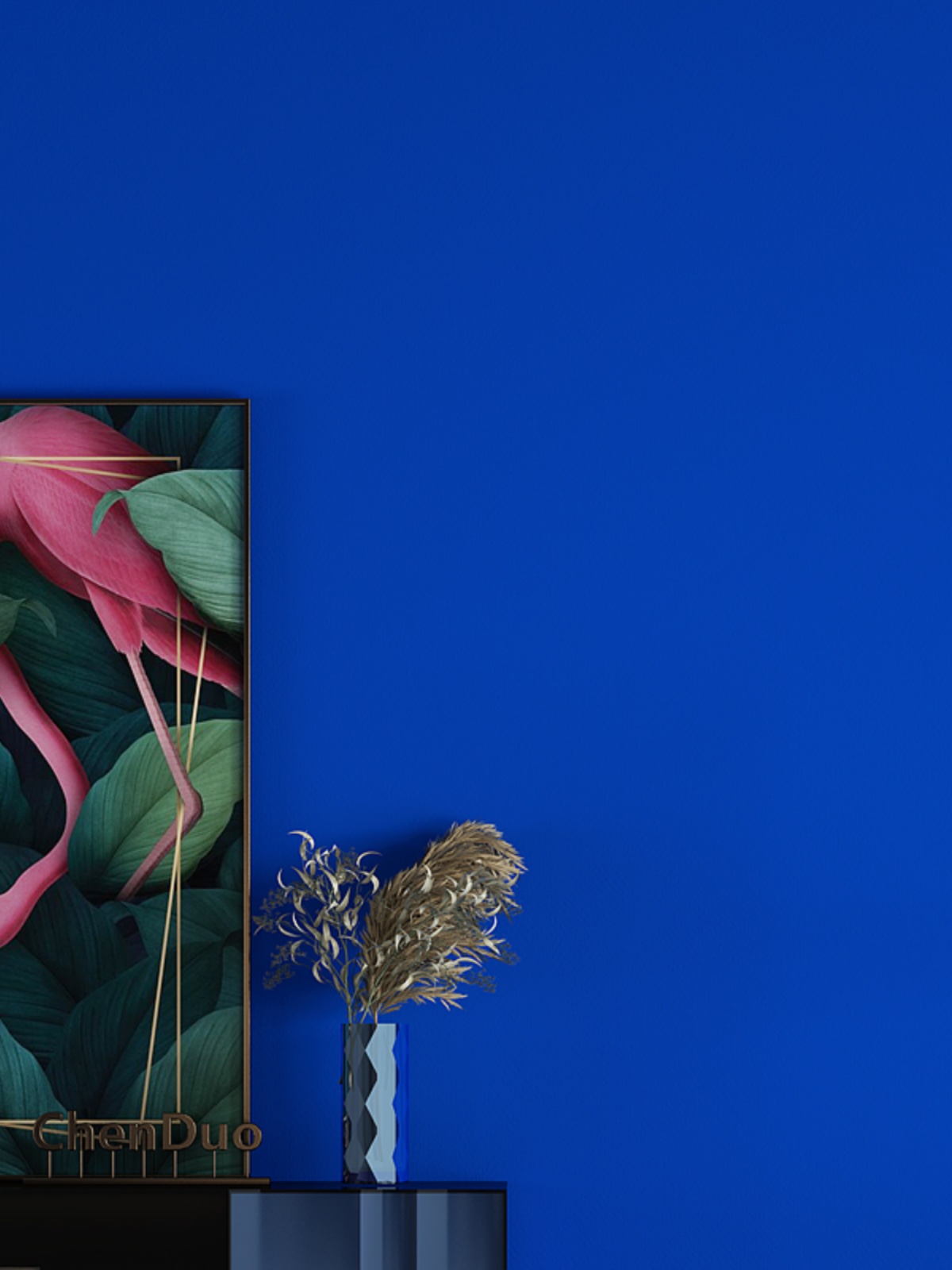 克莱因蓝墙纸宝蓝亮蓝深蓝色壁纸无纺布卧室背景墙莫兰迪哑光藏蓝