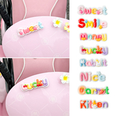 英文字母车贴可爱露娜配饰电瓶车3D立体文字贴纸可爱电瓶车装 饰品