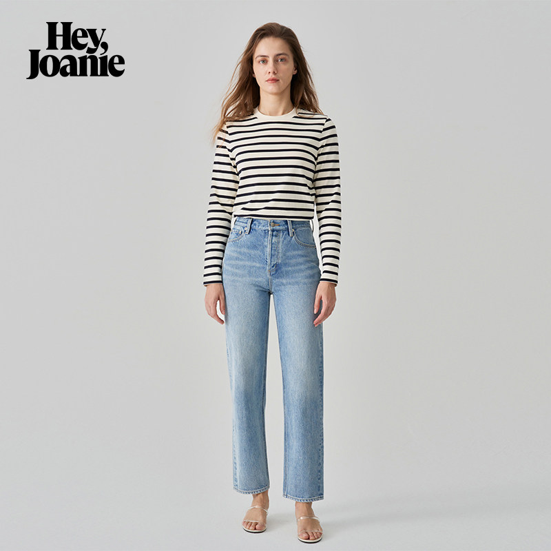 HeyJoanie HJ160土耳其棉曼哈顿直筒烟管九分牛仔裤女春季新款