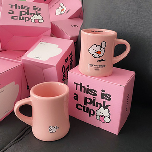 狗BadDog原创咖啡杯复古马克杯子水杯简约女陶瓷礼物礼盒ins 白