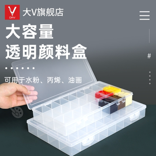 颜料盒调色盒24格36格艺考便携盒子绘画盒大小格子分装透明收纳盒大容量丙烯水粉水彩油画国画美术生专用