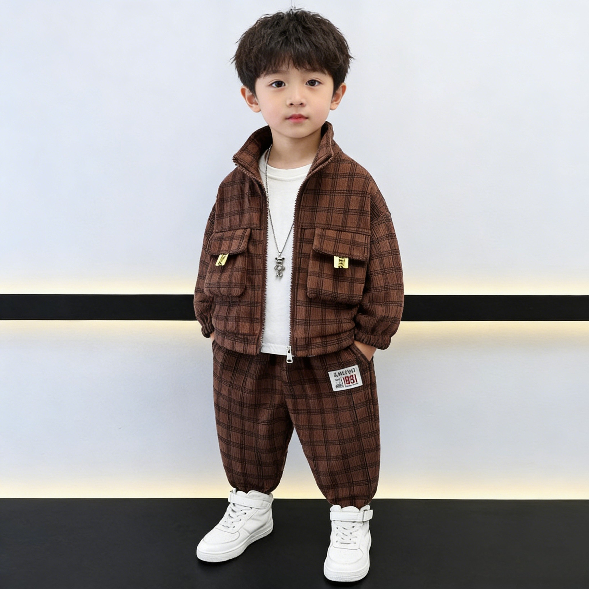 全棉纯棉痞帅气男童秋装加绒套装2025新款小童时髦运动服儿童秋冬,童装/婴儿装/亲子装,套装,淘宝优惠券,粉丝福利购,淘宝优惠卷