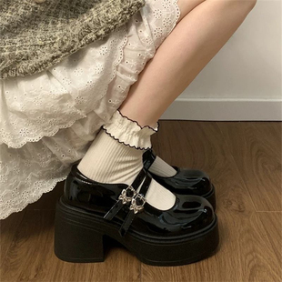 一字扣单鞋 小个子jk厚底玛丽珍鞋 配裙子法式 百搭小皮鞋 女2025新款