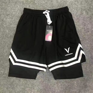 VOUTDOOR美式篮球运动短裤男带内衬双层训练裤跑步假两件速干针织