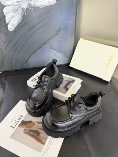 芭慕秀女鞋乐福鞋英伦风百搭女单鞋2026春新款厚底真皮女鞋增高鞋