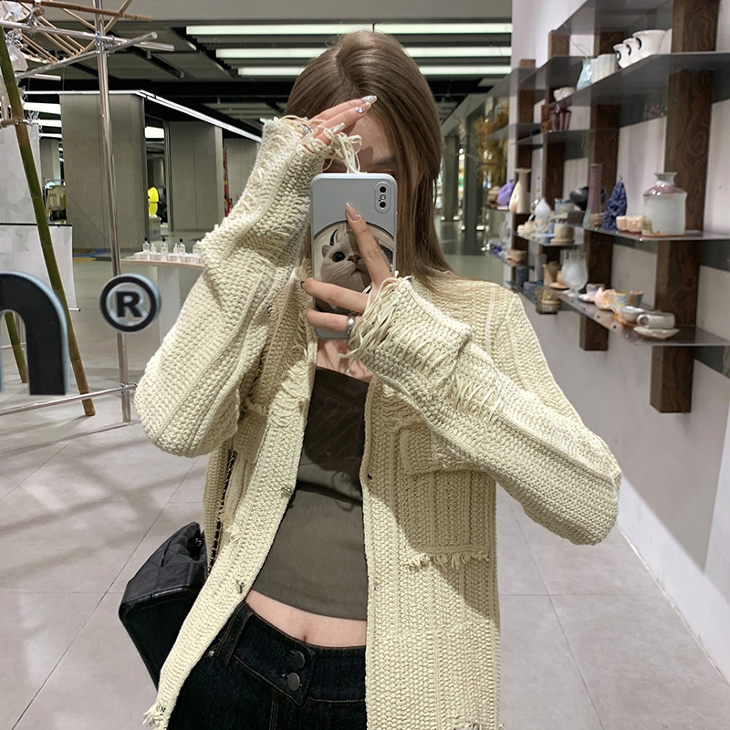 TA suki_又一件私服  名媛感修身上衣气质女春秋新款编织感短外套