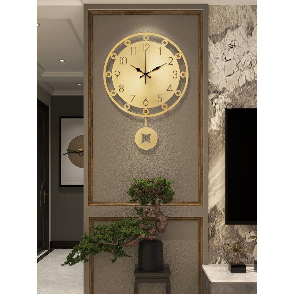 挂钟客厅创意家用时钟2025新款时尚黄铜现代高端大气装饰钟表中式