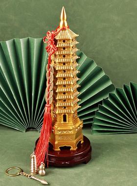 11层文昌塔纯铜摆件全黄铜真铜十一层男孩女孩家用书桌 送底座