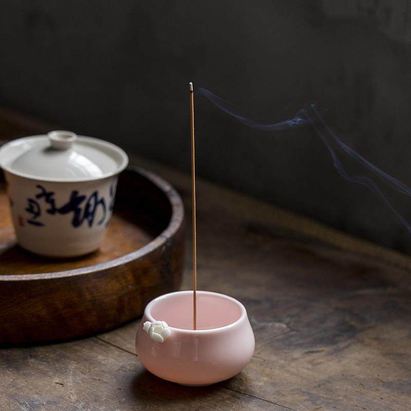 家用陶瓷小香炉摆件禅意粉色香插香立创意线香炉檀香沉香香熏炉,餐饮具,茶道/香炉,淘宝优惠券,粉丝福利购,淘宝优惠卷