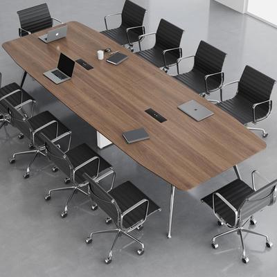 会议桌小型轻奢高级感办公室10人8人6人4人高端长桌带插座嵌入式
