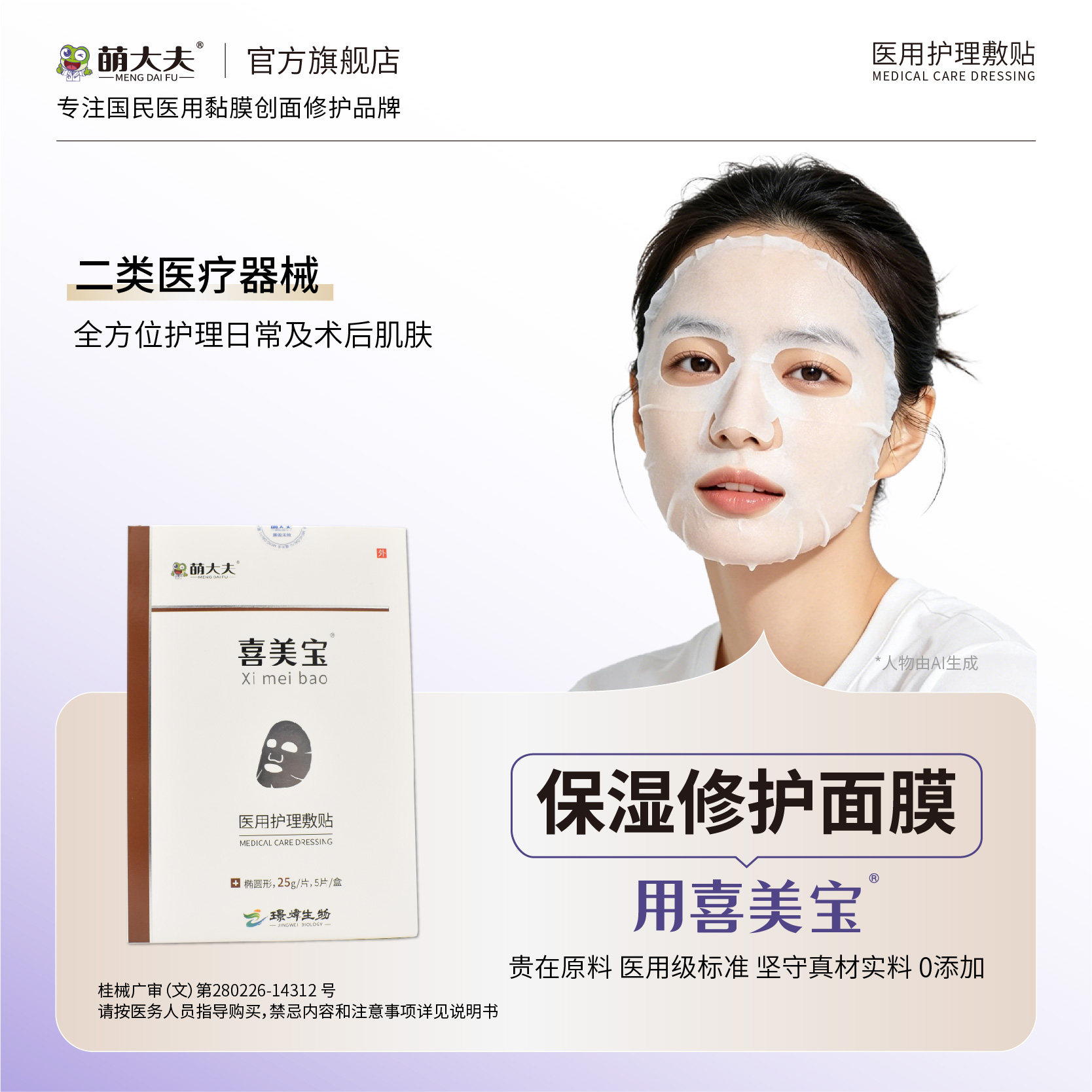 喜美宝保湿修护面敷膜械字号