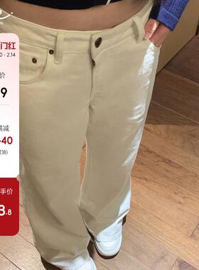 A ice of vale 千奈凉子 白色直筒阔腿牛仔裤女春季低腰拖地长裤