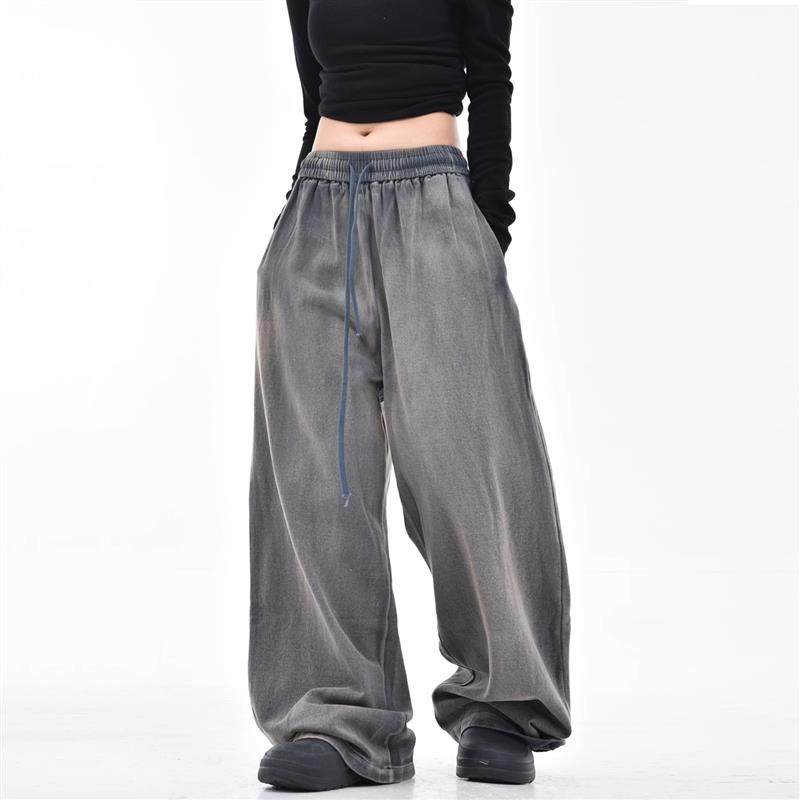 ORDERSTAGE美式复古水洗做旧阔腿卫裤男女宽松直筒休闲拖地长裤子,女装/女士精品,休闲裤,淘宝优惠券,粉丝福利购,淘宝优惠卷